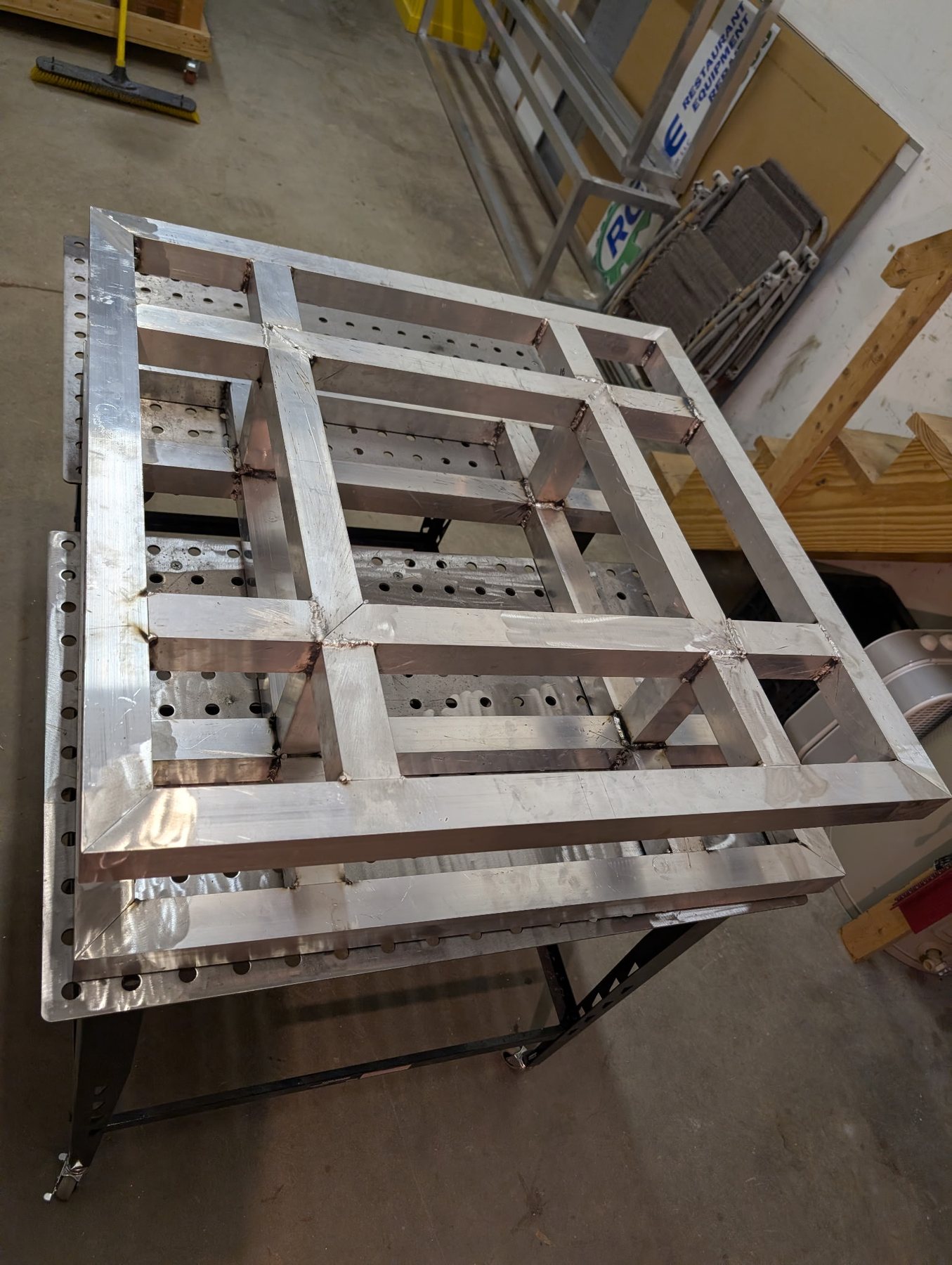 Fabricated aluminum sign frame in the shop
